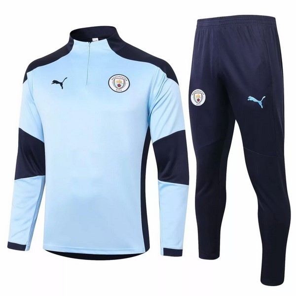 Trainingsanzug Manchester City 2020-21 Blau Schwarz Fussballtrikots Günstig